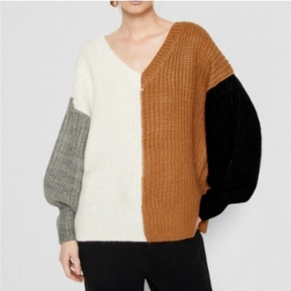 Cinq a Sept Antonella Colorblock Sweater Fall Autumn Oversized Boho Size Large - Picture 1 of 16